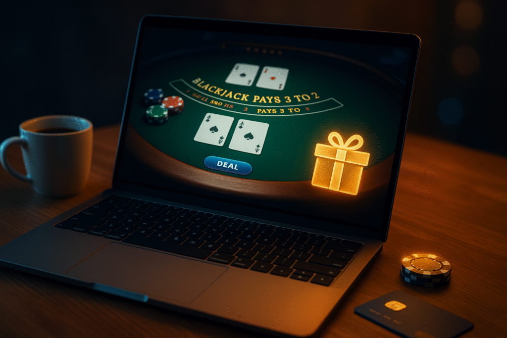 Ventajas de jugar al blackjack online, como la comodidad de jugar desde casa, bonos exclusivos y mayor diversión.