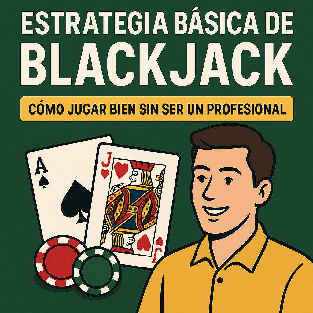 Estrategia básica de blackjack explicada para principiantes que quieren jugar bien sin ser expertos.