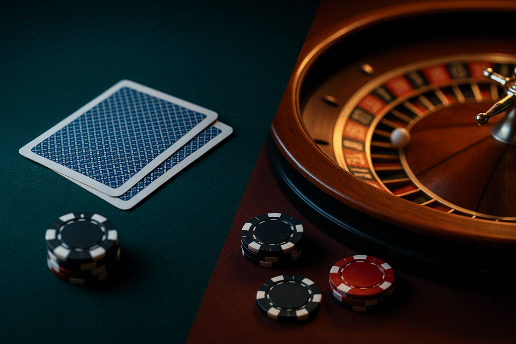 Comparativa entre blackjack y ruleta para ayudar a los jugadores a elegir el juego que más les conviene según su estilo y objetivos.