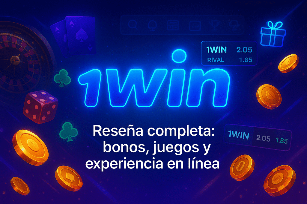Interfaz moderna de 1Win Casino mostrando tragamonedas, juegos de mesa y apuestas deportivas en línea disponibles en 2025.