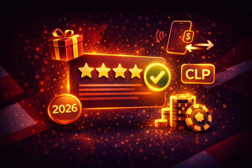 Reseña Betcris Chile 2026 con estrellas de calificación, bono dorado y métodos de pago CLP